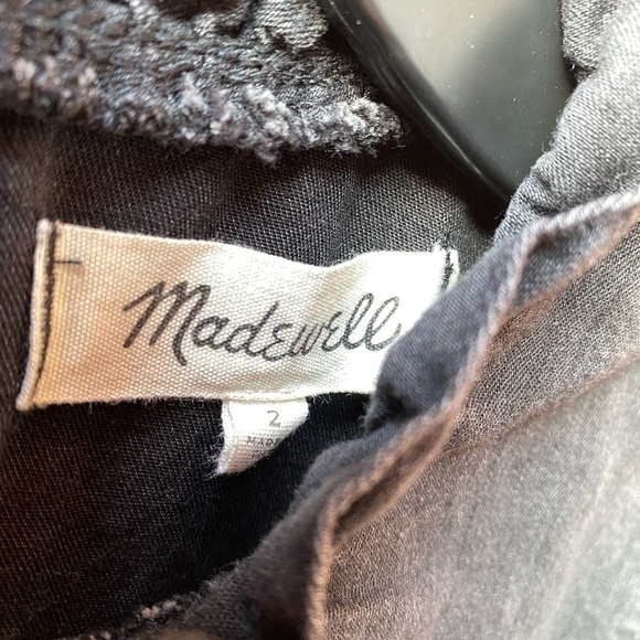 Madewell Womens 2 Black Stone Demi Ruffle Mockneck Keyhole Long Sleeve Dress - Picture 6 of 9